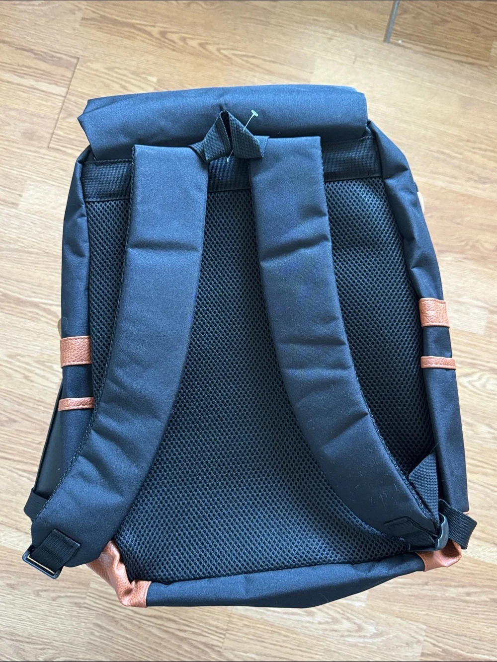 Herschel Heritage Black Backpack with Brown Trim